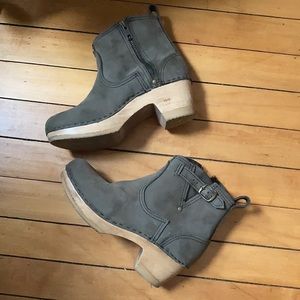 No. 6 Nubuck mid heel clog boots
